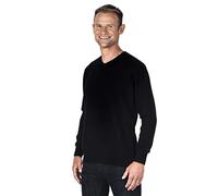 Ugholin Uomo Pullover 100% Puro Cashmere Scollo a V, Nero, L