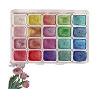 UGIF 20 Colors Watercolor Painting Set, Set Acquerelli Metallizzati, Pigmenti Solidi, Vernice per Schizzi per Pittura ad Acquerello per lescente Metallizzata per Artisti Principianti