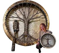 UGIF Albero della vita del tamburo sciamanico, tamburo sciamanico fatto a mano, tamburo sciamano albero della vita tamburo siberiano, tamburo telaio in legno, simbolo della musica siberiana spirito del tamburo, suono della decorazione musicale