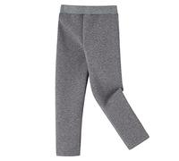 Ugitopi Ragazze Inverno Caldo Spessore Pantaloni Lunghi Foderati in Pile Leggings in Cotone Termico (Gray 140)