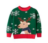 Ugly Christmas Sweater Kids Girls Jumper Renna Stampa Divertente Maglione Natale Ragazze Vestiti Xmas Maglione Maglione Bambino Manica Lunga Inverno Costume di Natale, verde, 5-6 Jahre