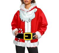 Ugly Christmas Sweater Ugly Christmas Sweater - Felpa natalizia in pile, con stampa festiva, R rosso., XXS