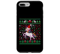 Ugly Christmas Unicorn Santa Hat Funny Xmas Family Custodia per iPhone 7 Plus/8 Plus