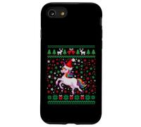 Ugly Christmas Unicorn Santa Hat Funny Xmas Family Custodia per iPhone SE (2020) / 7/8
