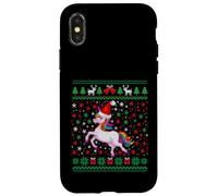 Ugly Christmas Unicorn Santa Hat Funny Xmas Family Custodia per iPhone X/XS