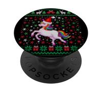 Ugly Christmas Unicorn Santa Hat Funny Xmas Family PopSockets PopGrip Adesivo