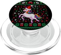 Ugly Christmas Unicorn Santa Hat Funny Xmas Family PopSockets PopGrip per MagSafe