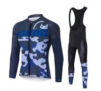 UGLY FROG Bici Maglia Ciclismo Uomo Invernale, Abbigliamento Manica Lunga con Pile Termico e Pantaloni Lunghi Sapolette Professionale per MTB Ciclista Mountain Bike