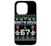 Ugly Sweater like Design. Gen Z Alpha Meme Santa Says 67 Custodia per iPhone 15 Pro