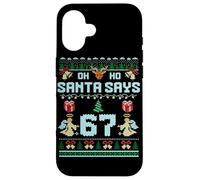 Ugly Sweater like Design. Gen Z Alpha Meme Santa Says 67 Custodia per iPhone 16