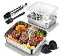 Ugotit Accessori per friggitrice ad aria calda, in acciaio inox 304, con 2 coperchi e 2 griglie, per Ninja Airfryer Dual Zone AF400EU/AF451EU/AF500EU/AF300EU/DZ400EU, set di accessori per friggitrice