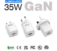 UGOURD PD 35W GaN USB C caricabatterie rapido adattatore di alimentazione 33W con USB A tipo C per iPhone iPad MacBook Laptop Samsung Huawei Xiaomi