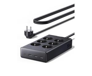 UGREEN 10 IN 1 Ciabatta Multipresa Elettrica USB Tipo E/F 3680W 16A 6 Prese AC 4 USB Presa Multipla USB C PD 20W con Interruttore Multipresa Parete Intelligente Spina Piatta Salvaspazio 1.5M Prolunga