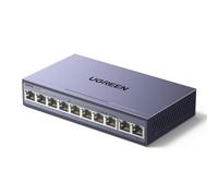 UGREEN 10 Porte Gigabit PoE LAN Switch con 8 PoE Switch + 2 Gigabit-Uplink 60W Potenza Totale per tutte le Porte PoE, Switch di Rete ideale per NVR, Telecamere IP, Non Gestito con Carcassa Metallica