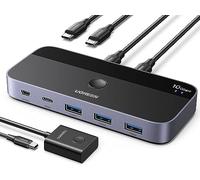 UGREEN 10Gbps 4 Porte Switch USB C 3.2 KVM Interruttore 2 Ingressi 4 Uscite | con Controller Desktop, per Tastiera, Mouse, Stampante, Hard Disk, Scanner, Due Cavi Inclusi