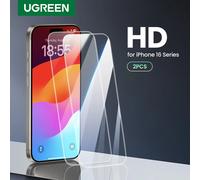 UGREEN 2 pezzi per iPhone 16 Pro Max Proteggi schermo in vetro per iPhone 16 Plus Vetro temperato per iPhone 15 14 13 12 Pellicola HD 16pro