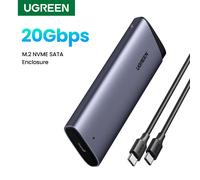 UGREEN 20Gbs M2 SSD Custodia NVME SATA Doppio protocollo da M.2 a USB C SSD Adattatore supporto 8TB per disco NVME PCIE NGFF SATA