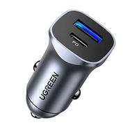 UGREEN 24W Caricabatterie Auto USB C PD3.0 20W USB A QC3.0 18W, Caricatore Auto 2 Porte per iPhone 14/13/12/SE 2022 iPad Pro Air Mini/Galaxy S22 S21A80/Huawei P40 P30/Xiaomi Redmi Note 7, Mi11 ecc