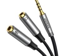 Ugreen - 3,5 mm - maschio - per doppio connettore 3,5 mm femmina per headset - Grigio