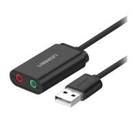 UGREEN Adattatore USB 2.0 a 2x3,5mm jack AUX (Cuffie e Microfono), (Black)