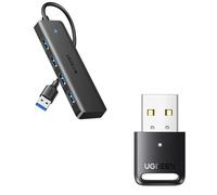 UGREEN Adattatore Bluetooth 5.3 per PC e Hub USB 3.0 con 4 Porte Sdoppiatore Adattatore Multiporta Alta velocità 5Gbps