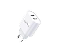 UGREEN Caricatore USB da Muro 2 Porte 17W 3.4A Caricabatterie USB Presa USB Compatibile con iPhone XS XR X 8 7 6 Samsung M20 A50 S10 A8 A7 Huawei P30 P20 Lite Mate 20 Lite, Xiami Redmi Note 7(Bianco)