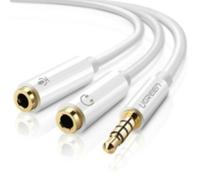 UGREEN Cavo Audio 3.5mm maschio a 2 femmina, case ABS (White)