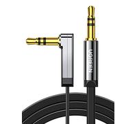 UGREEN Cavo Aux 90 Gradi Piatto Cable Jack 3,5mm Maschio Audio Stereo Minijack per Cuffie, Altoparlanti, Lettore MP3, Autoradio, Hi-Fi Sistema, TV, PC, Smartphone (2M)