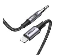 UGREEN Cavo Aux per Certificato MFi Cable Macchina (1M) | per Auto Adattatore Lightning Jack 3.5mm di Nylon Compatible con iPhone 14 Pro Max 13 12 11 XS