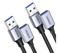 UGREEN Cavo Prolunga USB 3.0 Nylon Cable Maschio A Femmina 5Gbps (1M) | Alluminio, 2 Pezzi, per Computer, Disco Rigido Esterno, Stampante, Mouse, Tastiera, Hub, Pendrive