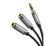 UGREEN Cavo Sdoppiatore Cuffie Doppio Audio Splitter Jack 3,5mm Maschio a 2 Femmina Compatibile con TV, PC, Tablet, iPhone, Huawei, Galaxy, iPad, iPod, Grigio