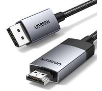 UGREEN Cavo unidirezionale da DisplayPort a HDMI 4K a 60 Hz, da DP 1.2 a HDMI 2.0, HDR, in alluminio, intrecciato, convertitore da DP a HDMI, compatibile con monitor, proiettori, Dell, Lenovo (1 m)