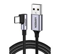 UGREEN Cavo USB C 90 Gradi 3A in Nylon, Cable Type C a A Ricarica Rapida QC 3.0, Compatibile con iPhone 16/15 Plus Pro Max, Galaxy S24 Ultra/S23/S22/A53,Pixel 9/8/7. 2M