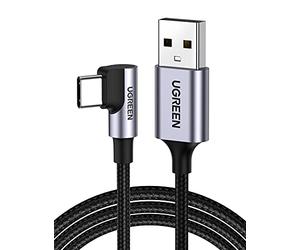 UGREEN Cavo USB C 90 Gradi 3A in Nylon, Cable Type C a A Ricarica Rapida QC 3.0, Compatibile con iPhone 16/15 Plus Pro Max, Galaxy S24 Ultra/S23/S22/A53,Pixel 9/8/7. 1M
