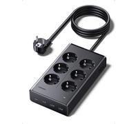 UGREEN Ciabatta Multipresa 10 in 1 con 1 USB C+ 3 USB A Carica Rapida 20W, Presa Multipla Salvaspazio con La Spina 6 AC 3680W, Cavo 1.3 M e Interruttore Individuale Tipo E/F