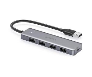 UGREEN CM219-50985B - Hub USB 3.0 a 4 porte con alimentazione micro USB, colore: Grigio
