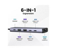 HUB USB UGREEN Ugreen CM511 Hub USB-C 6 in 1, HDMI 4K@60Hz, PD 100W, 2x USB-A, 2x USB-C, USB 3.2 Gen 1 5 Gbps