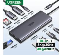 UGREEN Doppio HDMI USB-C HUB 8K 4K Adattatore HDMI 10 in 1 Splitter con RJ45 USB3.0 PD 100W Dock per MacBook Pro Air Laptop USB HUB