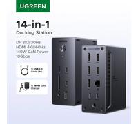 UGREEN Hub USB 14-in-1 Docking Station Type-C con 4K120Hz DP, 4K60Hz HDMI, SD/TF, RJ45, USB-A/C 10Gbps, Ricarica PD per Laptop Windows