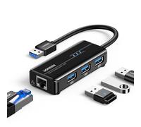 UGREEN Hub USB 3.0 3 Porte 5Gbps e Adattatore Ethernet 1000 Mbps Gigabit a RJ45 Supporta Mac OS X Windows 10 / 8.1 / 8/7 / XP / Vista Linux ecc.