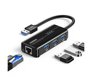 UGREEN Hub USB 3.0 3 Porte 5Gbps e Adattatore Ethernet 1000 Mbps Gigabit a RJ45 Supporta Mac OS X Windows 10 / 8.1 / 8/7 / XP / Vista Linux ecc.