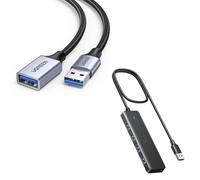 UGREEN Hub USB 3.0 con 4 Porte Sdoppiatore Adattatore Multiporta Alta velocità 5Gbps Cavo Prolunga USB 3.0 Nylon Maschio A Femmina A Alluminio 5Gbps