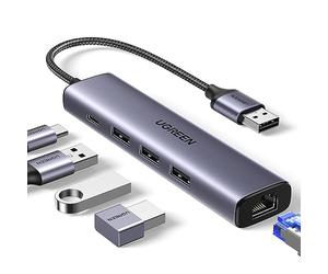 UGREEN Hub USB 3.0 Ethernet RJ45 Gigabit 1000Mbps Alluminio | Plug & Play su Windows 11 10 8 MacOS