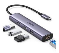 UGREEN Hub USB C Ethernet Adattatore Ethernet Gigabit con 3 Porte USB-A Compatibile con iPhone 17 Pro Max Air 16 15 MacBook Pro Air Surface Pro Go iPad Pro Air Galaxy S24 S23 Tab S7 S8 Xiaomi 13