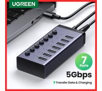 UGREEN Hub USB C Splitter USB 3.0 a 7 porte con interruttore OFF/ON individuale Indicatore LED per PC desktop Laptop Estensore porte USB