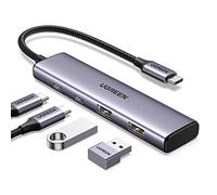 UGREEN Hub USB C, splitter USB C a 4 porte 5 Gbps con 2 porte USB C e 2 porte dati USB A, adattatore in alluminio tipo C a USB multiplo, per Thunderbolt MacBook M1/M2, iPhone 15 Pro Series, iPad Pro,