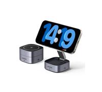 UGREEN MagFlow Caricatore Wireless, Stazione di Ricarica 2 in 1 per Cuffie, Caricabatterie Magnetico Compatibile con iPhone 17 Pro Max Air/16/15/14/13/12, AirPods PRO 2/3