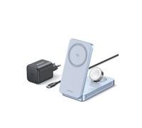 UGREEN MagFlow 3 in 1 Qi2 25W Caricatore Wireless MagSafe Pieghevole | Compatibile con iPhone 17 16 15 14 13 12 Air Plus Pro Max AirPods 4 3 Pro 3 2 1 iWatch, Stazione di Ricarica Wireless
