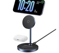 UGREEN MagFlow Caricatore Wireless Compatibile con Supporto Magsafe, Stazione di Ricarica Magnetica Qi 15W 2 in 1 per iPhone 17 Pro Max Air/16/15/14/13/12, AirPods 4/3/2/Pro