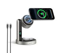 UGREEN MagFlow Pro 2 in 1 Caricatore Wireless Qi2 25W, Ventilatore TEC | Compatibile con iPhone 17-12 Air/Plus/Pro/Max, AirPods 4/3/Pro/2/3, Caricatore MagSafe con Display Intelligente